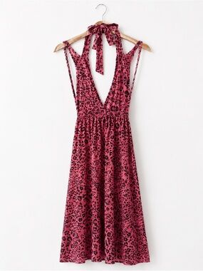 Pink Leopard Print Sundress Jumpsuit